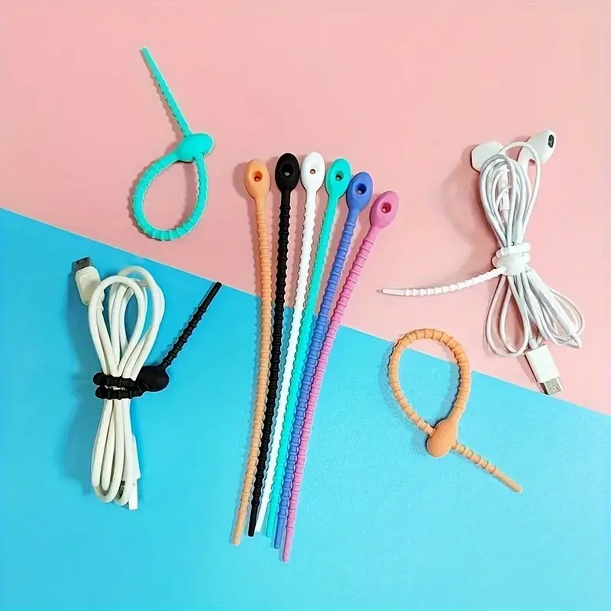 Tie Bar Clip - Silicone Reusable Cable Wire Organizer, Storage