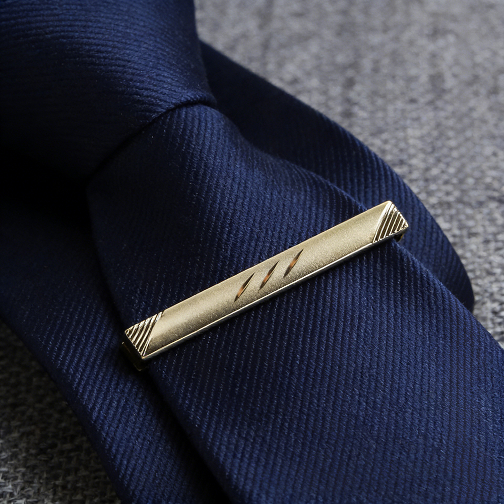 Tie Bar Clip - New Men's 5cm Metal Gold Slim