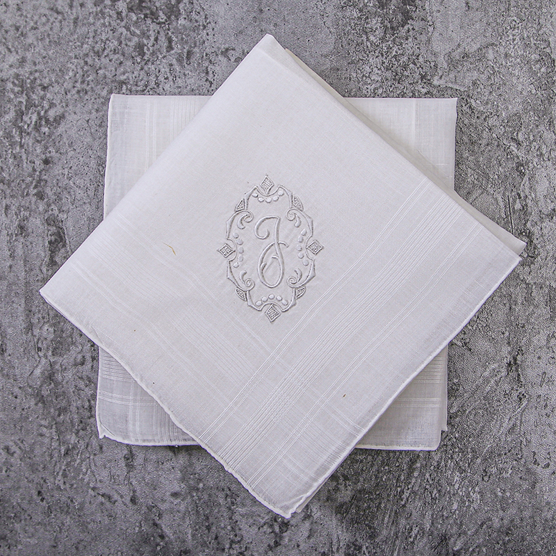 Monogrammed Handkerchief - Set of 2pcs Luxurious, Elegant Pure