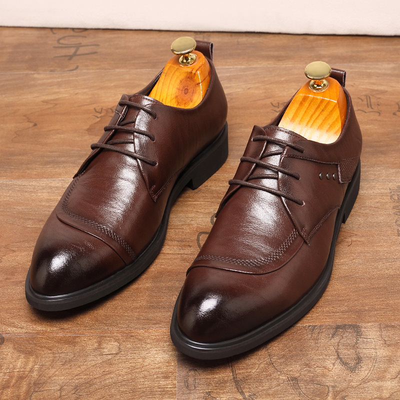Leather Oxford Shoes With Meta - Men Formal Wear Dress のレビューと価格