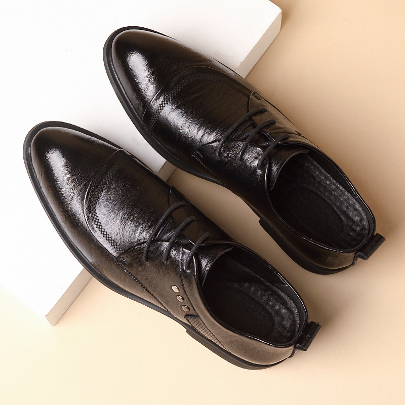 Leather Oxford Shoes With Meta - Men Formal Wear Dress のレビューと価格