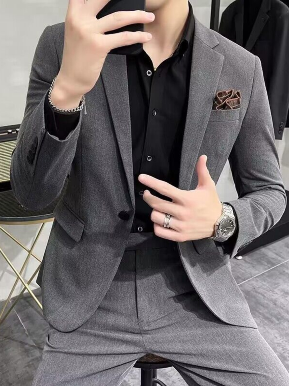 Busin Casual Slim Fit Tee Piec - Men'S Urban Formal Wear のレビューと価格