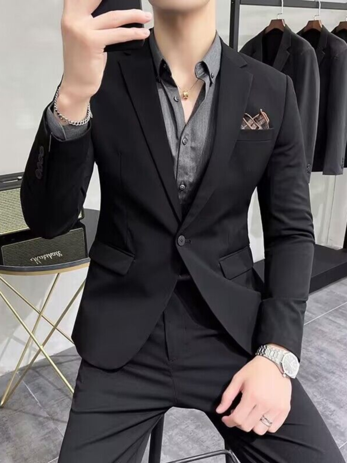 Busin Casual Slim Fit Tee Piec - Men'S Urban Formal Wear のレビューと価格