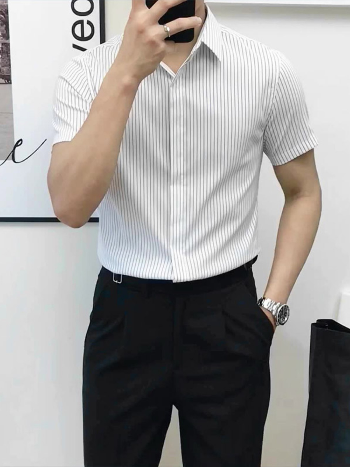 Slim Fit Striped ort Sve irt f - Men'S Urban Formal Wear のレビューと価格
