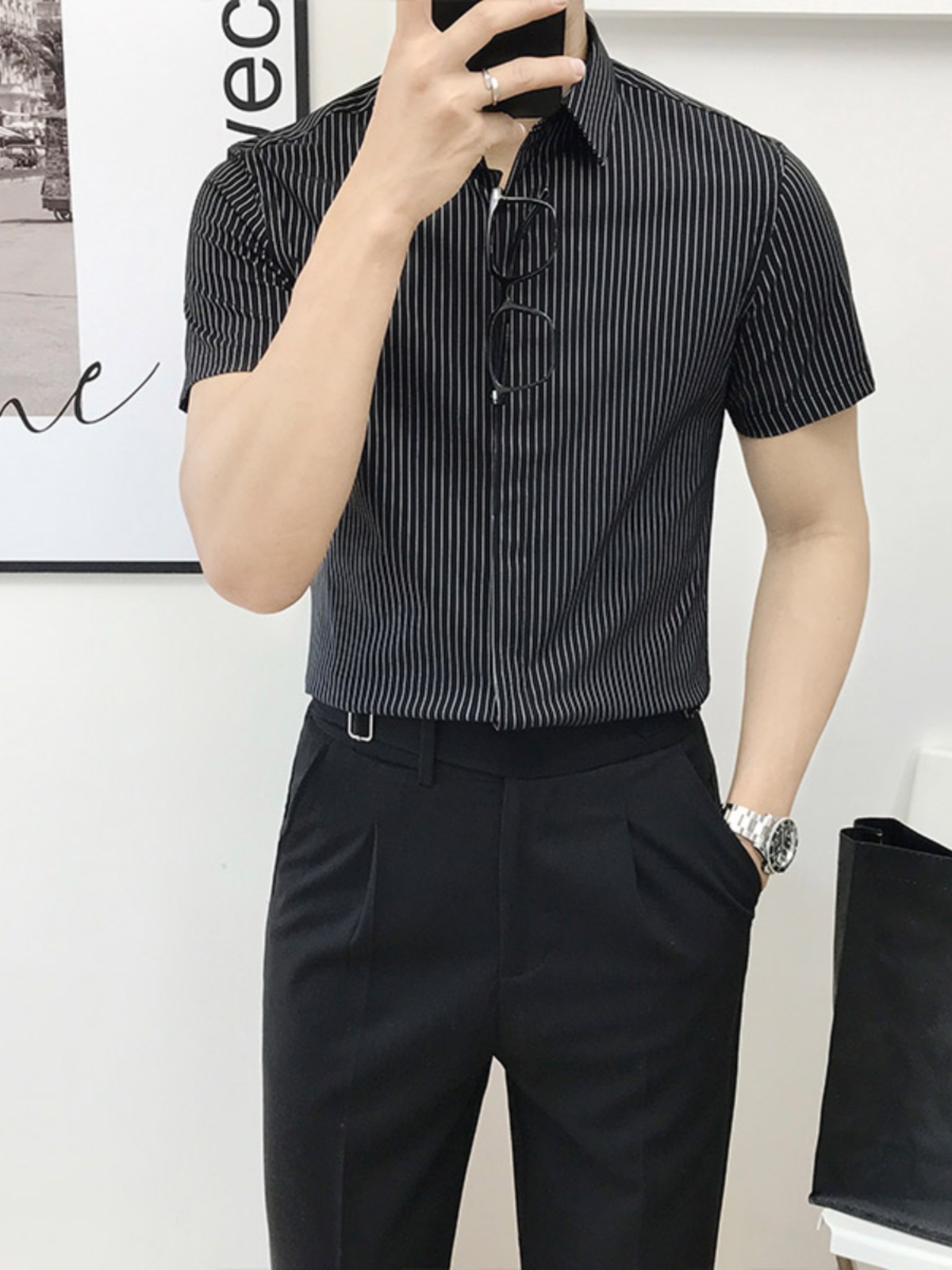 Slim Fit Striped ort Sve irt f - Men'S Urban Formal Wear のレビューと価格