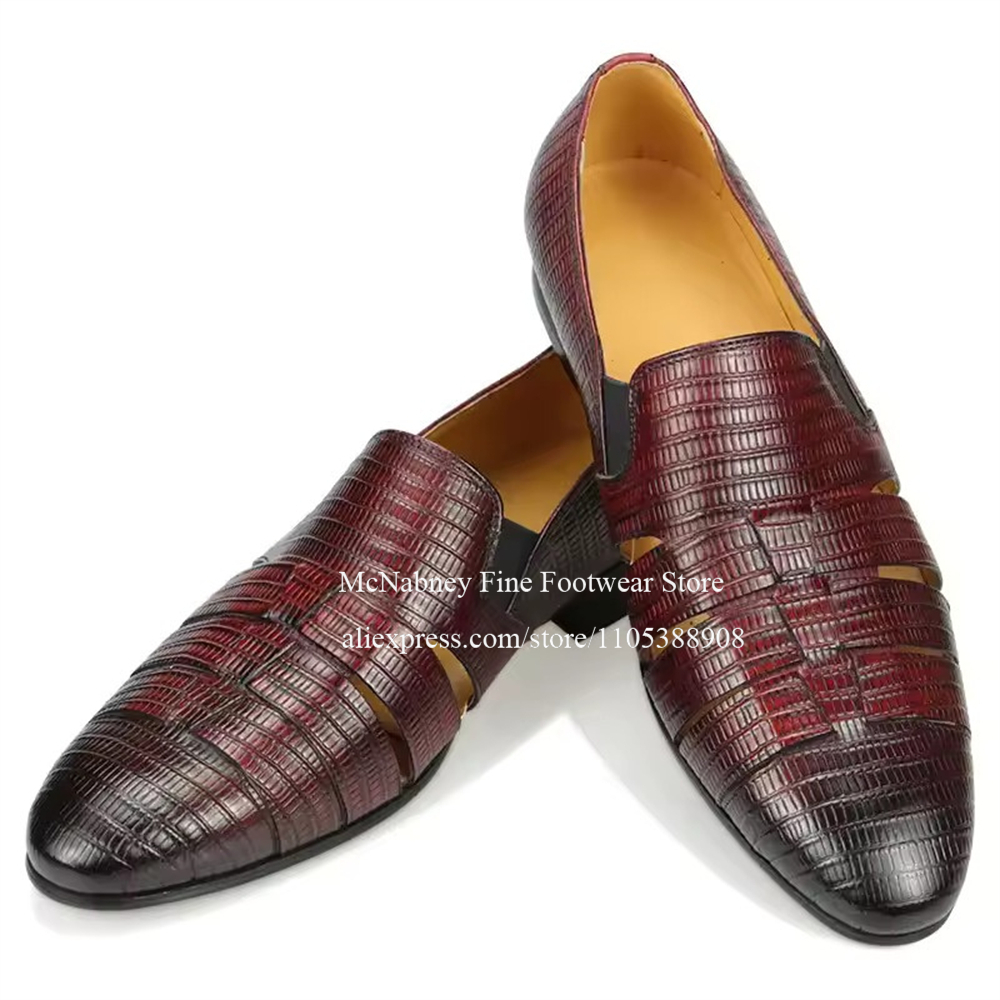 Breathable Cutout Burgundy Bla - Men Formal Wear Dress のレビューと価格