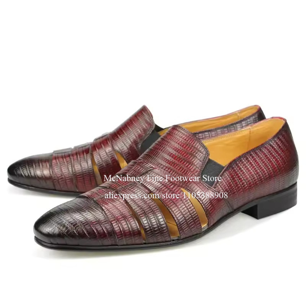 Breathable Cutout Burgundy Bla - Men Formal Wear Dress のレビューと価格