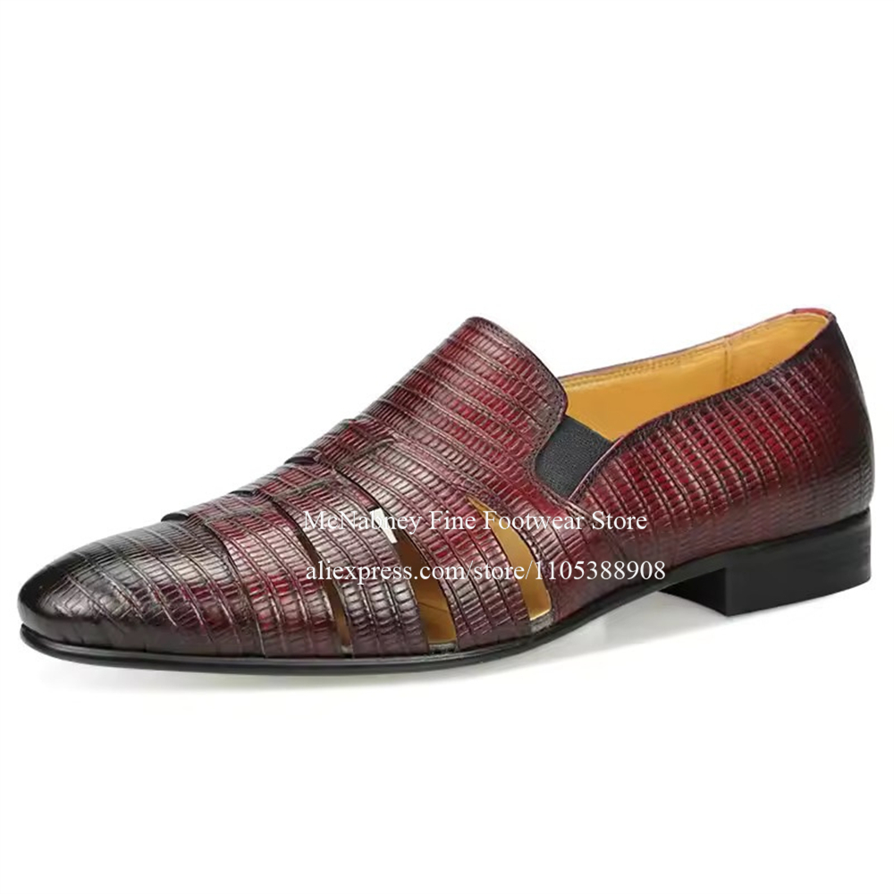 Breathable Cutout Burgundy Bla - Men Formal Wear Dress のレビューと価格