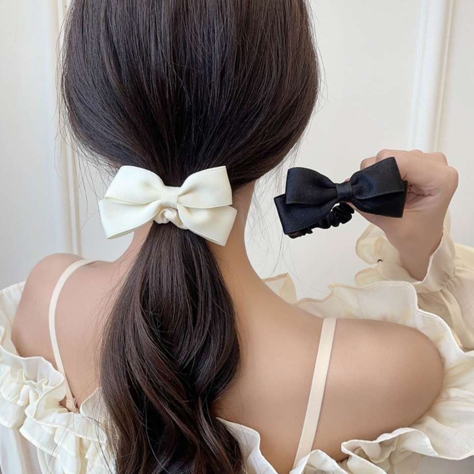 New Korean Bow Elastic Hair Ba - Tie Bar Clip のレビューと価格