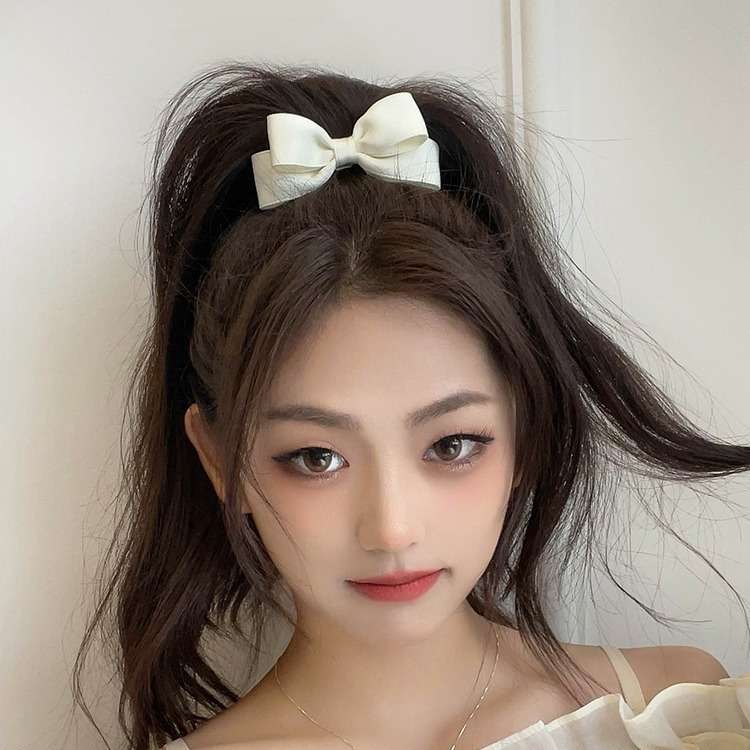 New Korean Bow Elastic Hair Ba - Tie Bar Clip のレビューと価格