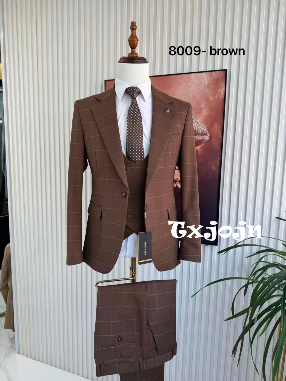 Men's Plaid Tuxedo 3 Pieces Ja - Men Formal Wear Pants のレビューと価格