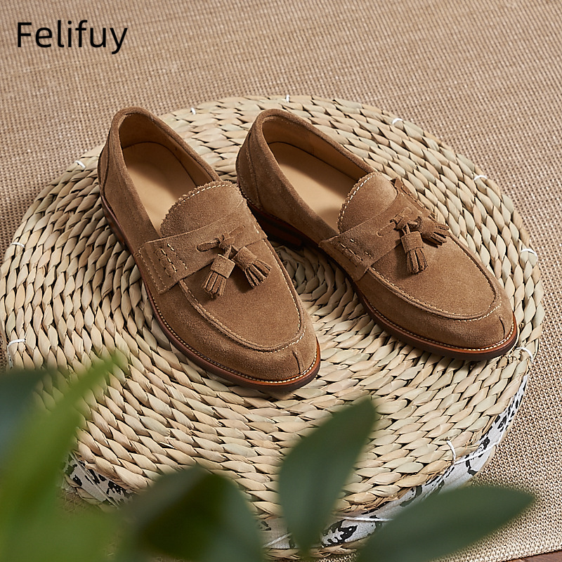 New Brown Men Flat Loafers Cow - Men Formal Wear Dress のレビューと価格