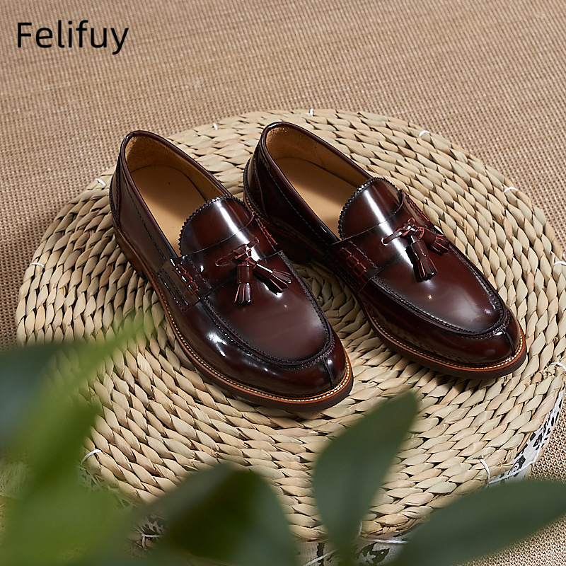 New Brown Men Flat Loafers Cow - Men Formal Wear Dress のレビューと価格