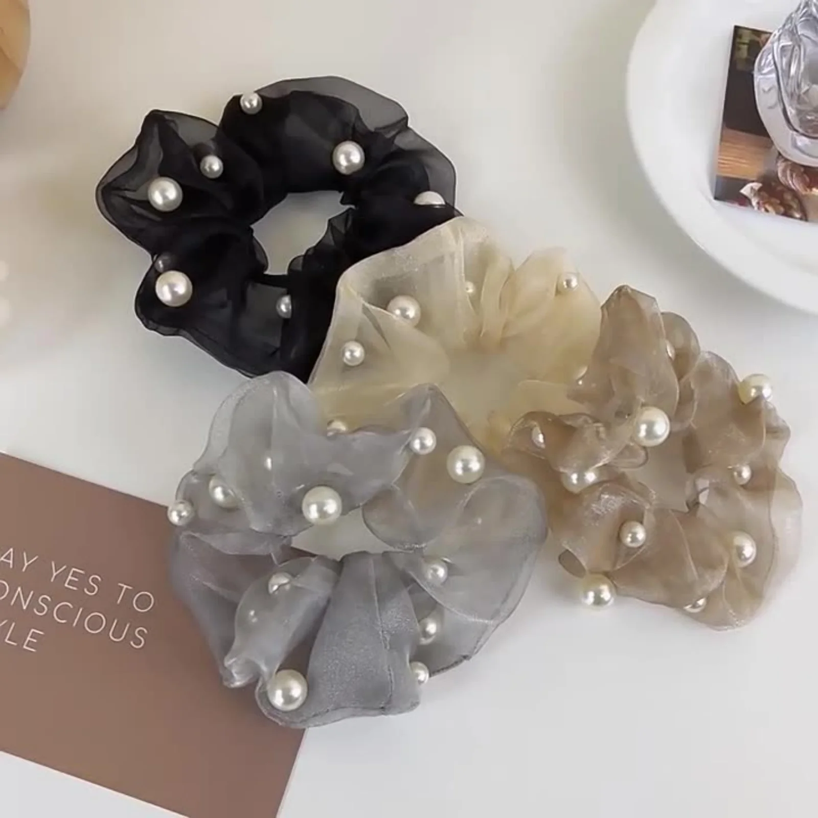 1PC Elegant Organza Scrunchies - Tie Bar Clip のレビューと価格