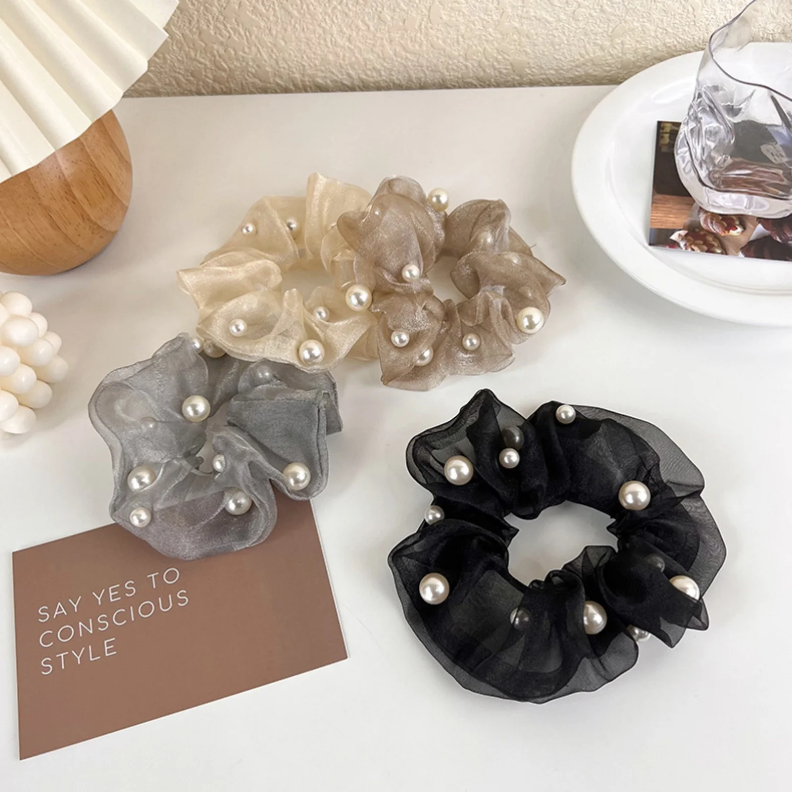 1PC Elegant Organza Scrunchies - Tie Bar Clip のレビューと価格