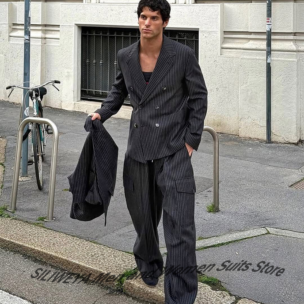 Elegant Man Suit Pinstripe Dou - Men Formal Wear Pants のレビューと価格