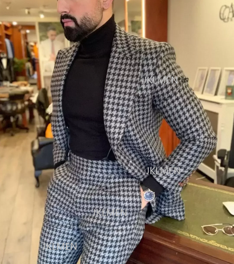 Houndstooth Mens Suits 2PCS We - Men Formal Wear Pants のレビューと価格