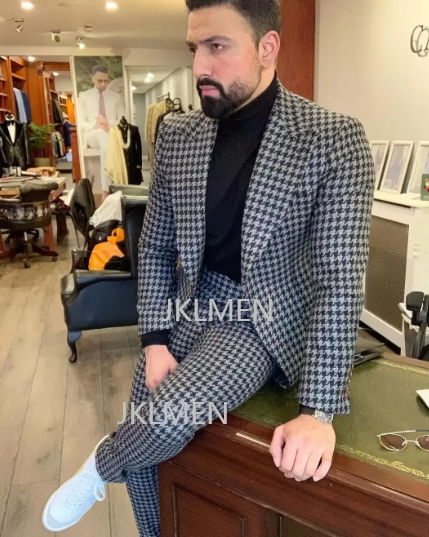 Houndstooth Mens Suits 2PCS We - Men Formal Wear Pants のレビューと価格