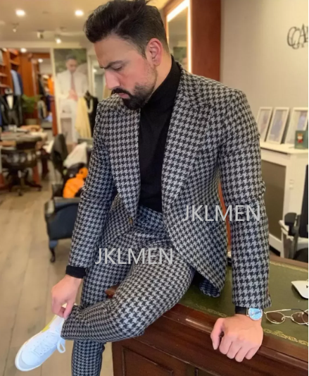 Houndstooth Mens Suits 2PCS We - Men Formal Wear Pants のレビューと価格